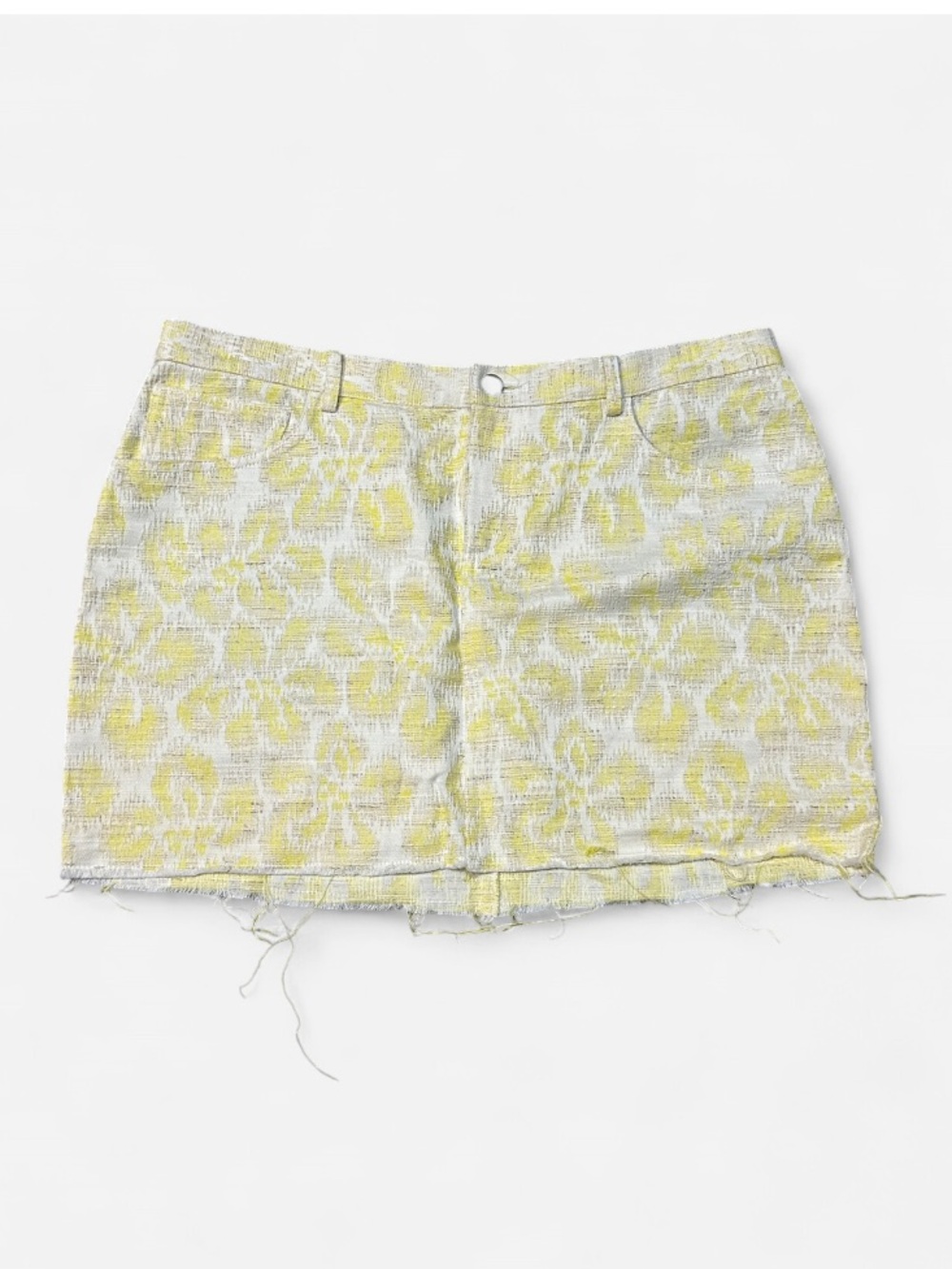 Gryphon Yellow and Cream Mini Skirt M